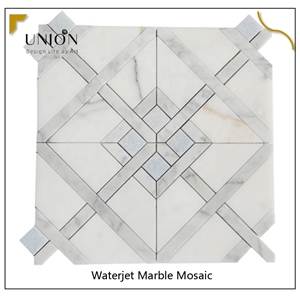 French Shape Design Marble Carrara Mosaic Bathroom Tiles